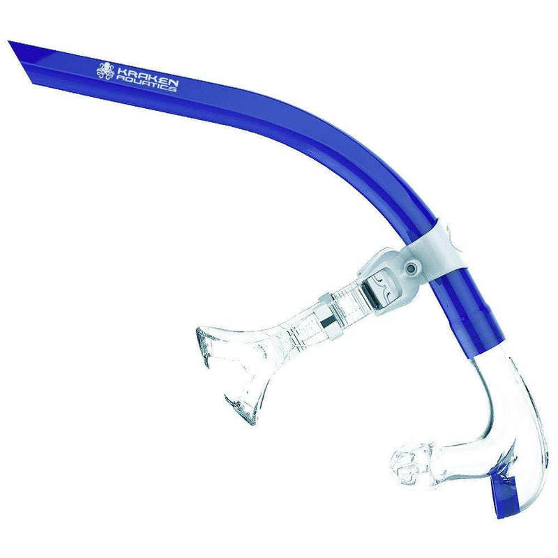 [AUSTRALIA] - Kraken Aquatics Swimmer's Snorkel with Comfortable Silicone Mouthpiece and One-Way Purge Valve for Swimming Gear, Training and Therapy | Blue 