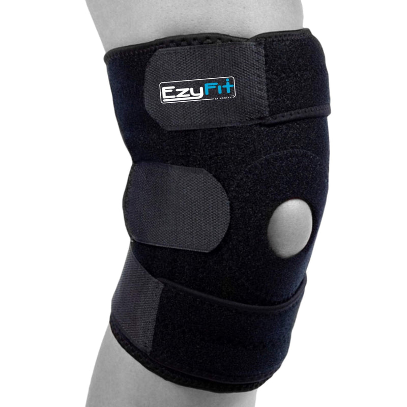 EzyFit Knee Brace Support Dual Stabilizers & Open Patella - Adjustable Breathable Neoprene for ACL Meniscus Tear Injury Recovery Comfort Fit-Black/Blue,Extra Large - 16" - 24" Extra Large - 16" - 24" - BeesActive Australia