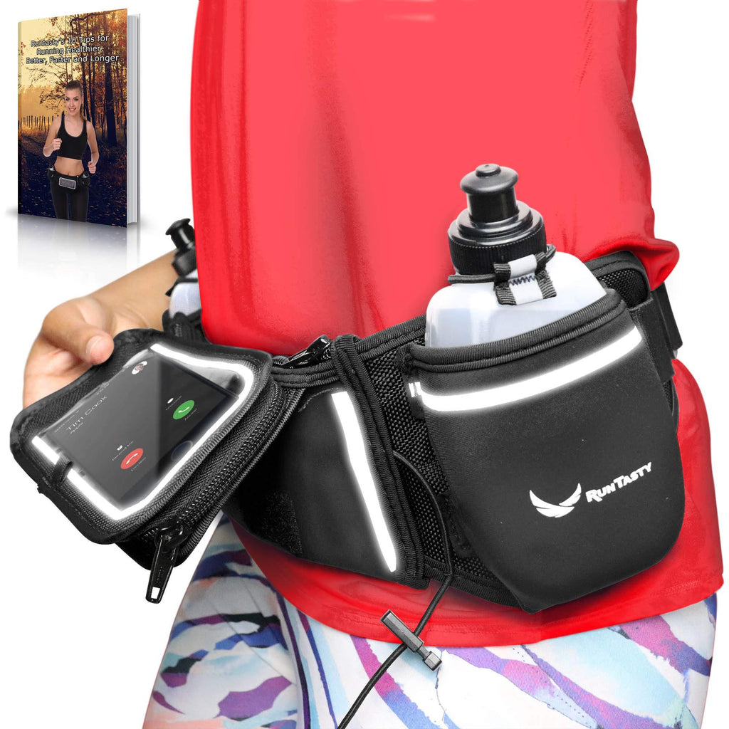 [AUSTRALIA] - Runtasty [Voted No.1 Hydration Belt] Winners' Running Fuel Belt - Includes Accessories: 2 BPA Free Water Bottles & Runners Ebook - Fits Any iPhone - w/Touchscreen Cover - No Bounce Fit and More! 