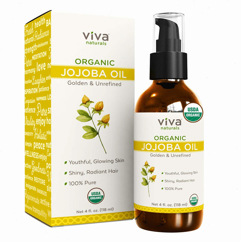 Certified Organic Jojoba Oil ; 100% Pure & Cold Pressed, Natural Moisturizer for Face and Hair and Great for all Skin DIYs (Polishes, Masks, Body), 4 oz - BeesActive Australia