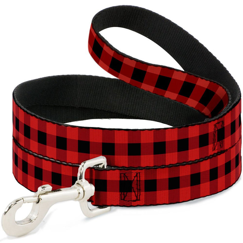 Dog Leash Buffalo Plaid Black Red 4 Feet Long 1.0 Inch Wide 6 Feet Long - 1" Wide - BeesActive Australia