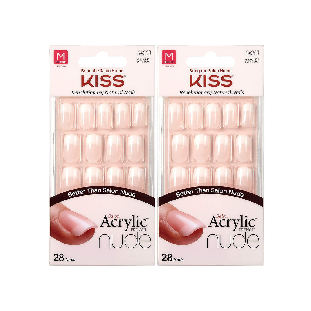 KISS Salon Acrylic French Nude 28 Nails (2 Pack) KAN03 (2 Pack) - BeesActive Australia