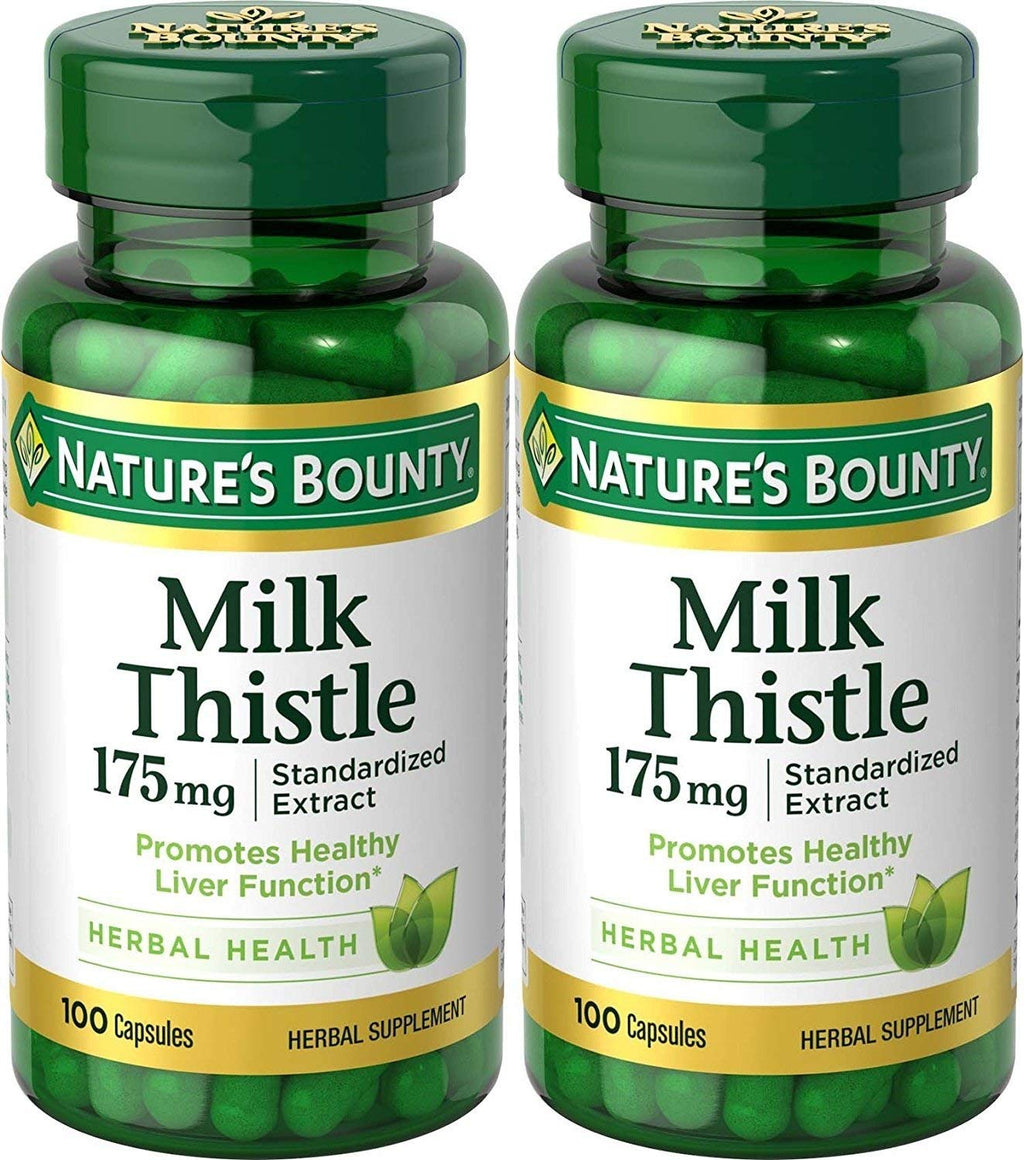 Nature's Bounty Milk Thistle 175mg, 200 Capsules (2 X 100 Count Bottles) - BeesActive Australia