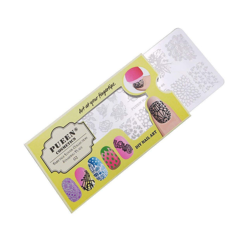 PUEEN Nail Art Stamping Plate - Fairytale Lover 02-125x65mm Unique Nailart Polish Stamping Manicure Image Plates Accessories Kit BH000662 - BeesActive Australia