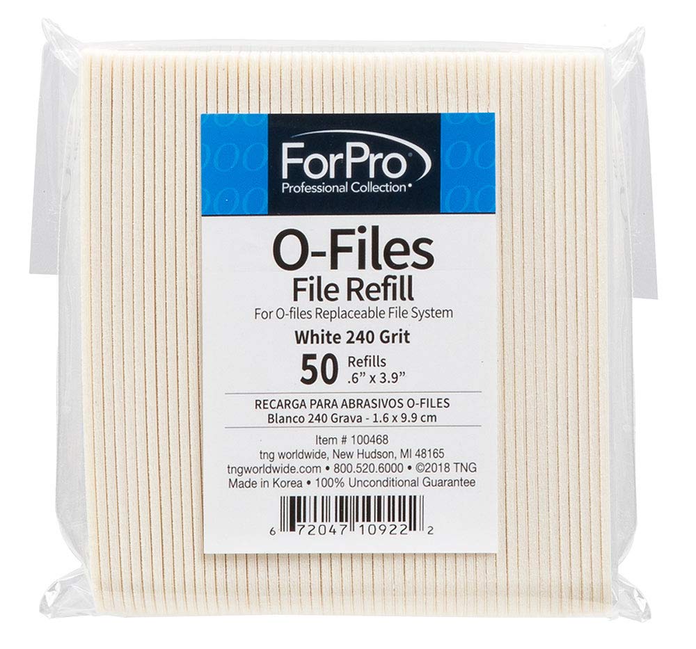 ForPro O-Files Replaceable File System Refills, White, 240 Grit, Manicure Nail File Refills, 3.9” L x .6“ W, 50-Count - BeesActive Australia