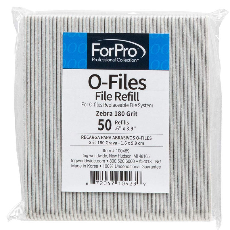 ForPro O-Files Replaceable File System Refills, Zebra, 180 Grit, Manicure Nail File Refills, 3.9” L x .6“ W, 50-Count - BeesActive Australia