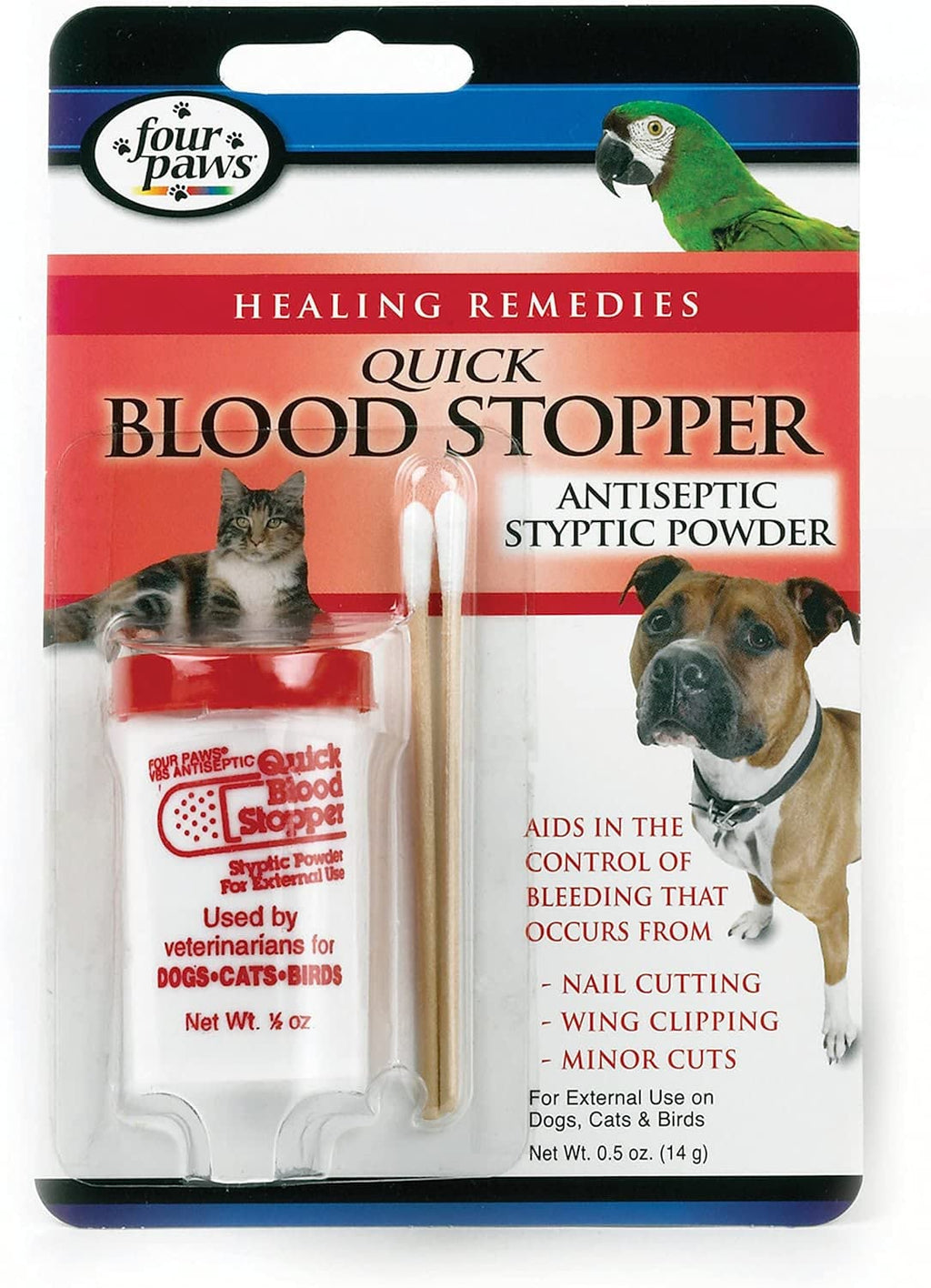 Four-Paws 4 Pack of Quick Blood Stopper Kits, 0.5 Ounces each, Antiseptic Styptic Powder and Swabs for Dogs, Cats and Birds - BeesActive Australia