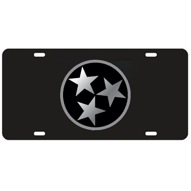 Craftique Tennessee Volunteers Black Tri-Star Laser Cut License Plate - Mirrored Logo - BeesActive Australia