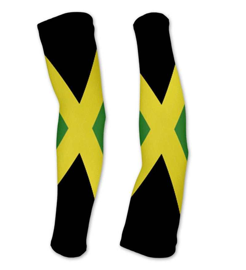 Jamaica Flag Compression Arm Sleeves UV Protection Unisex - Walking - Cycling - Running - Golf - Baseball - Basketball Large - BeesActive Australia