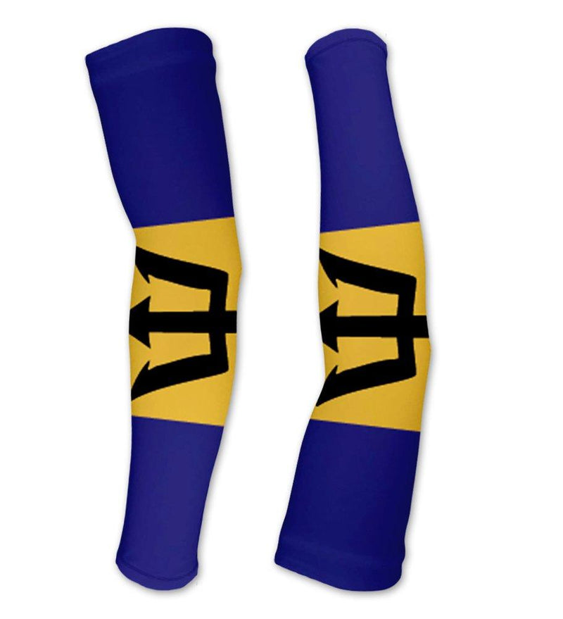 [AUSTRALIA] - Barbados Flag Compression Arm Sleeves UV Protection Unisex - Walking - Cycling - Running - Golf - Baseball - Basketball Medium 