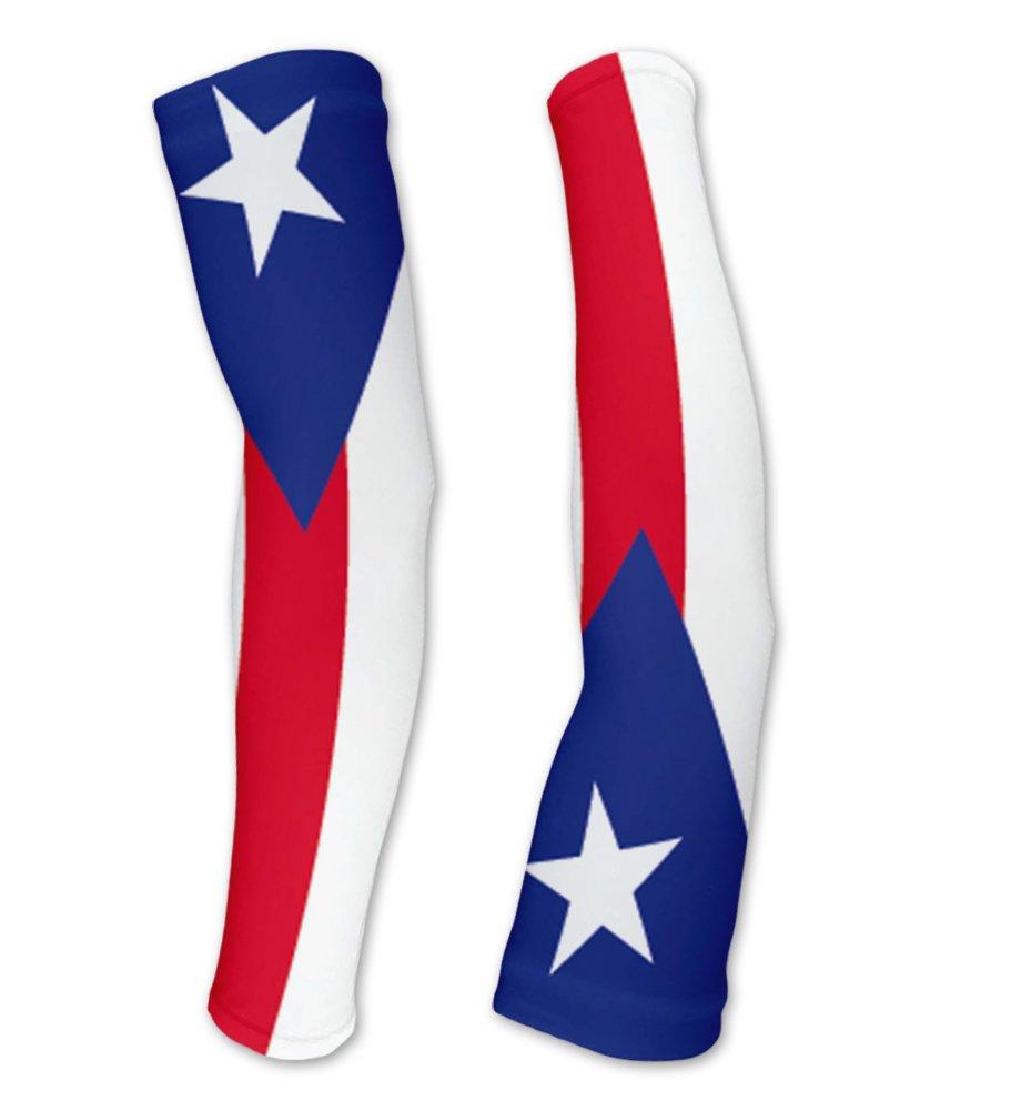 Puerto Rico Flag Compression Arm Sleeves UV Protection Unisex - Walking - Cycling - Running - Golf - Baseball - Basketball Large - BeesActive Australia