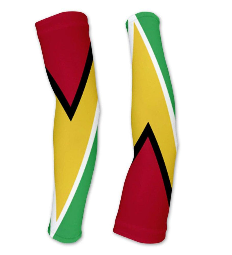 Guyana Flag Compression Arm Sleeves UV Protection Unisex - Walking - Cycling - Running - Golf - Baseball - Basketball Medium - BeesActive Australia