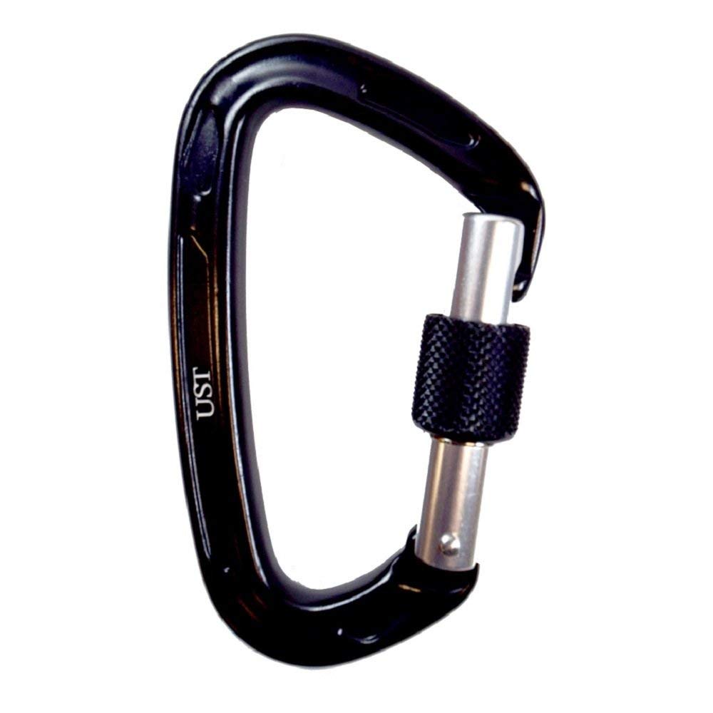 UST Spring Loaded, D Shaped Locking Carabiner for Clipping to Gear While Hiking, Fishing, Camping and Outdoor Adventure , Black - BeesActive Australia