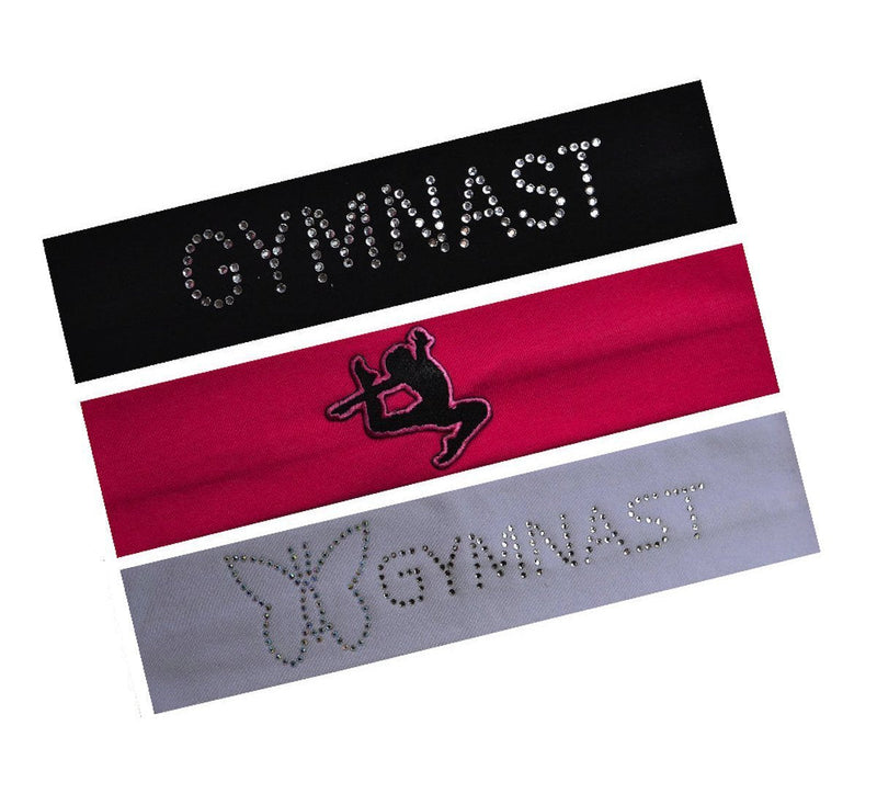 Funny Girl Designs Gymnast Set of 3 Gymnastics Cotton Stretch Headband Gift Set by Hot Pink Set - BeesActive Australia