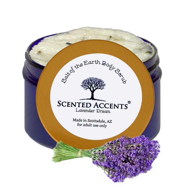 Scented Accents Salt of the Earth Lavender Essential Oil Ocean Salt Scrub Fresh-Made Body Scrub Vegan Organic Skin Cell Exfoliating Aromatherapy Body Polish Made in USA for Women and Men 8 oz. - BeesActive Australia