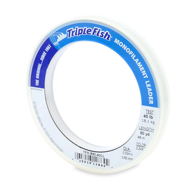 Triple Fish 40 lb Test Mono Leader Fishing Line 0.60 mm/50 yd Clear - BeesActive Australia