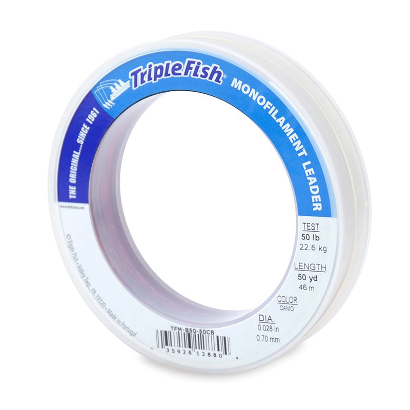 Triple Fish 50 lb Test Mono Leader Fishing Line 0.70 mm/50 yd Camo - BeesActive Australia