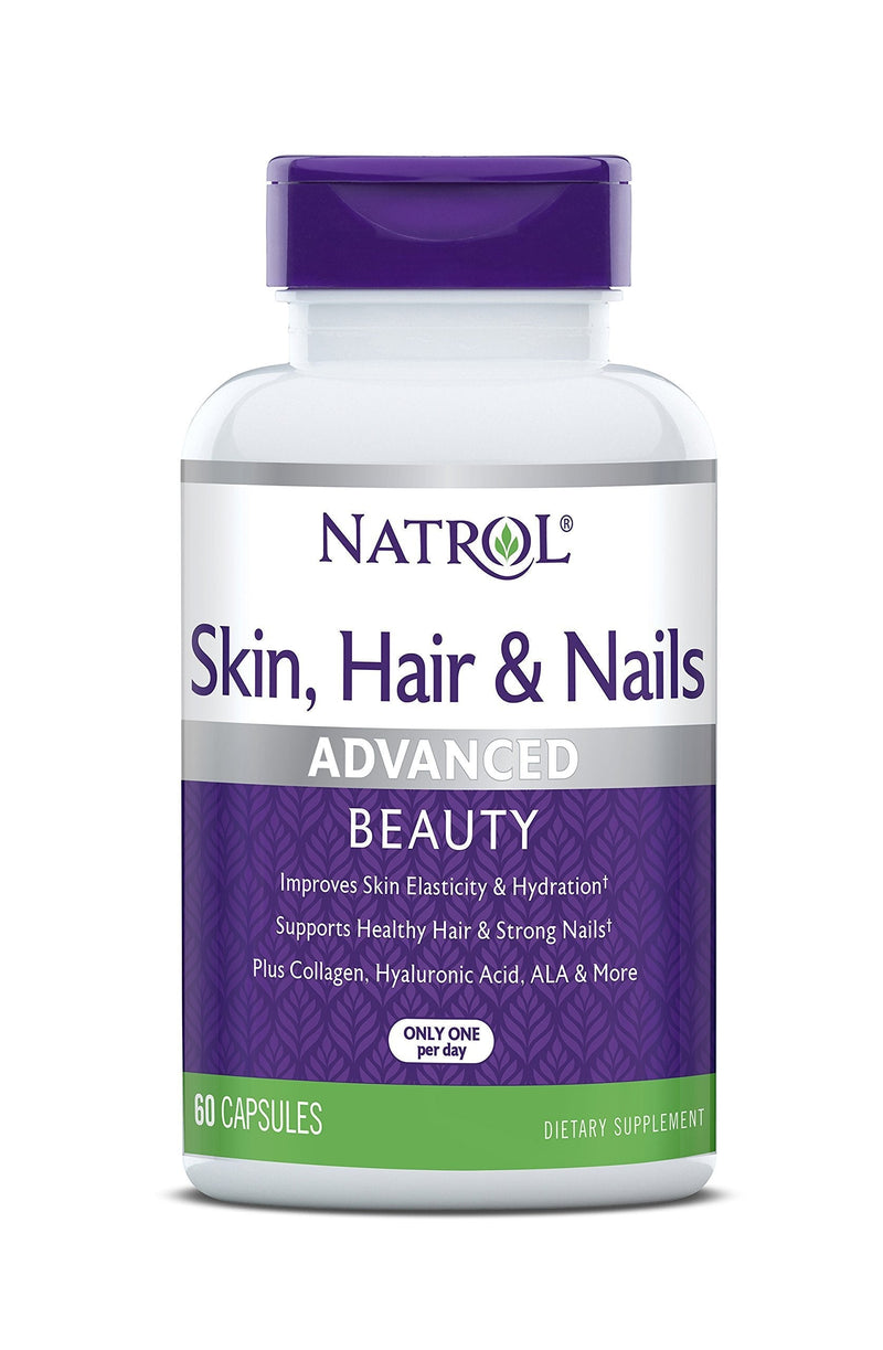 Natrol Skin, Hair and Nails Advanced Beauty Capsules, Packed with Beauty Enhancing Ingredients - 5,000mcg Biotin, 60 Count 60 Count (Pack of 1) - BeesActive Australia
