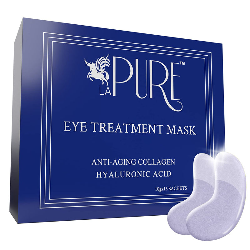 LA PURE Luxury Collagen Eye Mask - Under Eye Patches with Hyaluronic Acid, Dark Circles Under Eye Treatment, Under Eye Bags Treatment, Eye Mask for Puffy Eyes, Undereye Dark Circles, Pads (15 Pairs) - BeesActive Australia