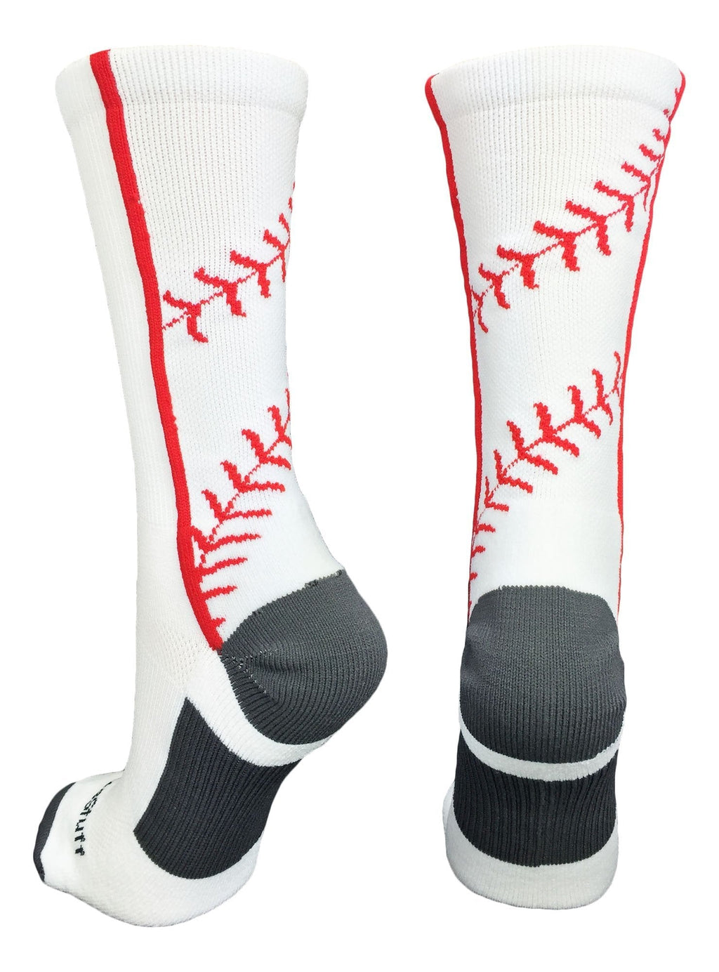 [AUSTRALIA] - MadSportsStuff Softball Socks or Baseball Socks with Stitches in Crew Length (Multiple Colors) White/Red Medium 