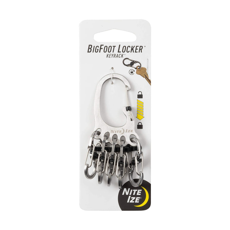 Nite Ize KLKBF-11-R6 Bigfoot Locker KeyRack, Carabiner Chain with 5 Stainless Steel Locking S-Biner Toes to Hold Keys Separately + Securely, 1, Silver - BeesActive Australia