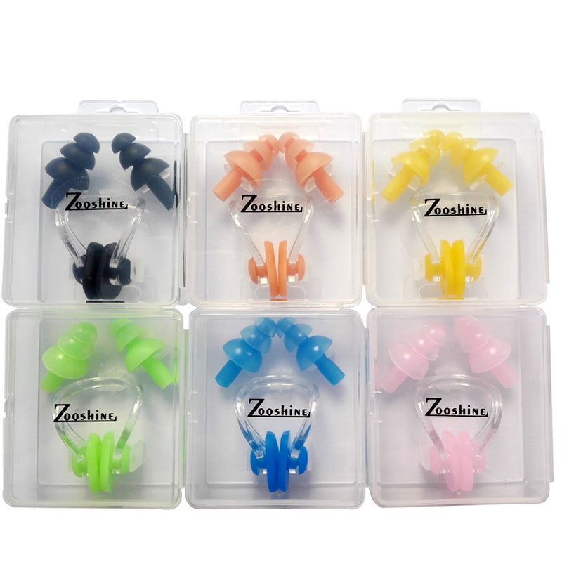 Zooshine 6 Sets Waterproof Silicone Swimming Earplugs Nose Clip Plugs,Ear & Nose Protector Swimming Sets Box Package - BeesActive Australia