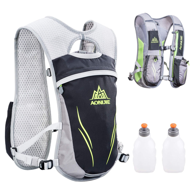 [AUSTRALIA] - TRIWONDER Hydration Pack Backpack 5.5L Outdoors Mochilas Trail Marathoner Running Race Hydration Vest Grey - with 2 Water Bottles 