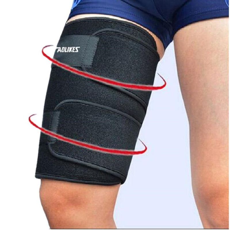 [AUSTRALIA] - Wonzone Adjustable Thigh Wrap Compression Sleeves Thigh Support Hamstring Compression Wrap, Black (1 Sleeve) 