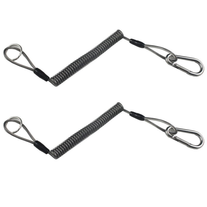 [AUSTRALIA] - YYST 2 X Boating Kayak Camping Fishing Pliers Lanyard Coiled Tether Retractable Steel Coil Lanyard Flexible Lanyard Fishing Tool Tether 