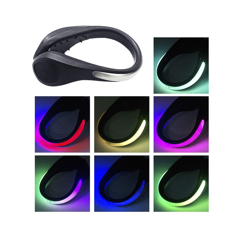 TEQIN LED Flash Shoe Safety Clip Lights for Runners & Night Running Gear - Reflective Running Gear for Running, Jogging, Walking, Spinning or Biking - (Set of 2) Black Shell Colorful Light - BeesActive Australia