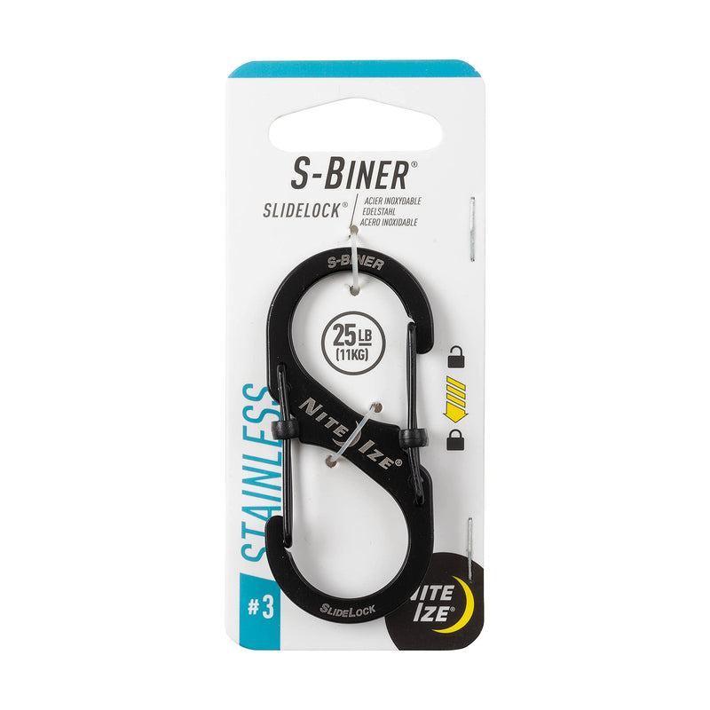 Nite Ize LSB3-01-R6 S-Biner SlideLock Dual Locking Carabiner, Size #3, Black - BeesActive Australia