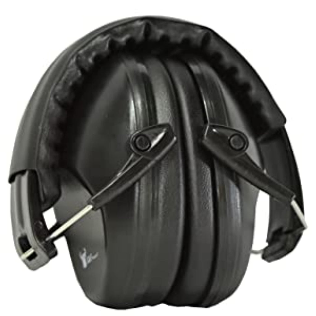 Earmuffs hearing protection with low profile passive folding design 26dB NRR and reduces up to 125dB, black Satin Black Earmuff - BeesActive Australia