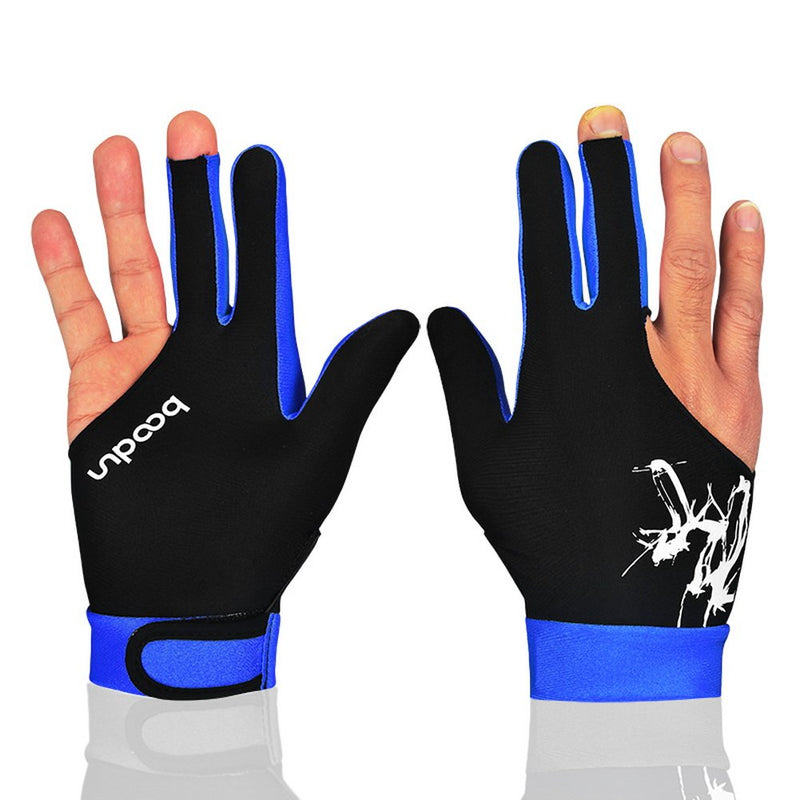 Anser M050912 Man Woman Elastic 3 Fingers Show Gloves for Billiard Shooters Carom Pool Snooker Cue Sport - Wear on The Right or Left Hand 1PCS (Blue, M) - BeesActive Australia