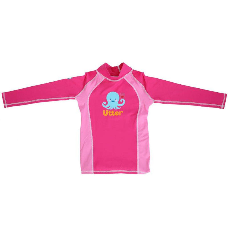 [AUSTRALIA] - UTTER Kids Swimsuit Long Sleeve Rash Guard Swimwear UPF50+ Sun Protection Shirt Top Swimming Camping 0-13Y XS(12-24M) Roseo/Pale Pink 