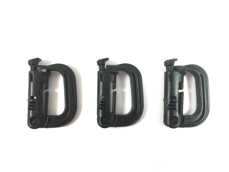 ITW GrimLoc - Locking D-Ring for Molle Gear - Tactical Accessory Locking Carabiner (3 pack) (Black) - BeesActive Australia