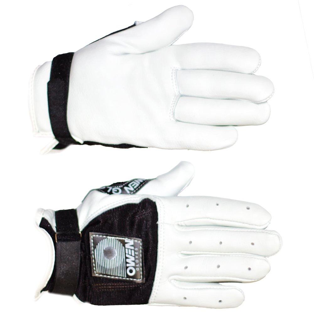 Owen Handball Gloves, Premium Leather, Unpadded with Wrist Strap, (S, M, L) Black Small - BeesActive Australia