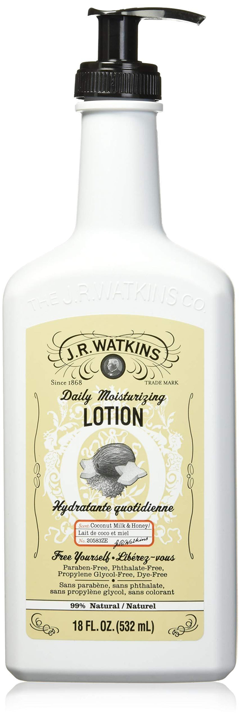 J.R. Watkins Coconut Milk and Honey Daily Moisturizing Lotion, 18 Ounces - BeesActive Australia