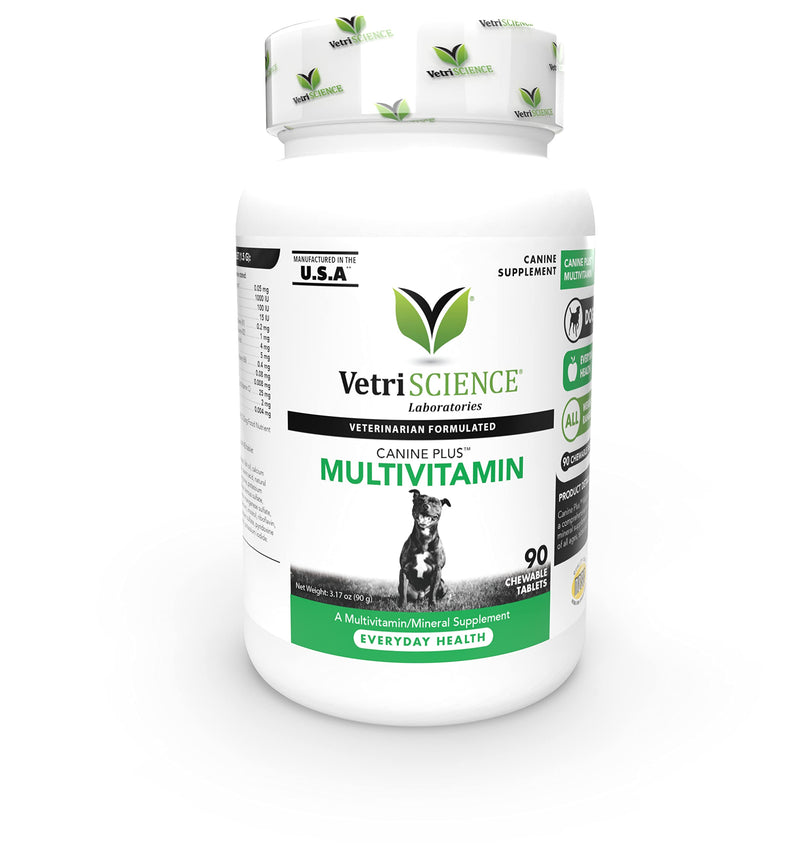 VetriScience Canine Plus MultiVitamin for Dogs - Vet Recommended Vitamin Supplement - Supports Mood, Skin, Coat, Liver Function 90 Tablets - BeesActive Australia