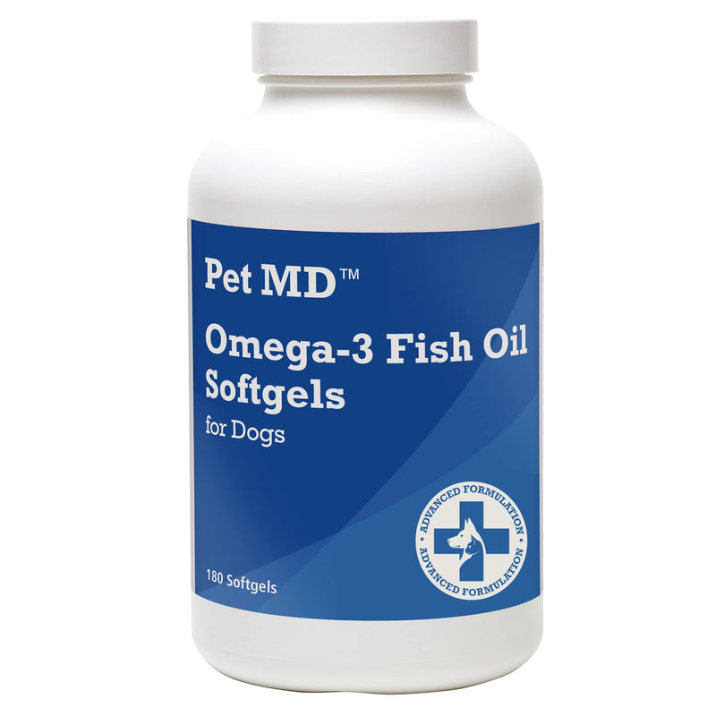 Pet MD – Omega 3 Fish Oil Supplement for Dogs – Skin, Coat, Joint, and Heart Health – 180 Softgels - BeesActive Australia