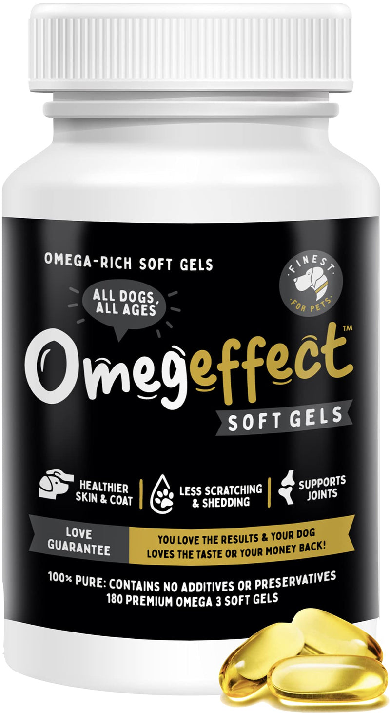 100% Pure Omega 3 Fish Oil for Dogs - Soft Gels for Skin, Coat & Joints. Reduces Scratching & Shedding. from Wild Fish - Better Source of EPA & DHA Than Salmon Oil. Ideal for Medium Large Dogs. 180 Count - BeesActive Australia