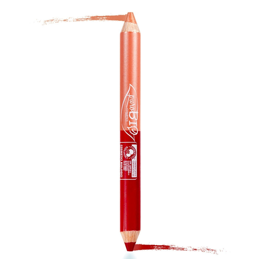 PuroBIO Certified ORGANIC High-pigmented and Long-Lasting DUO Lip Pencil, Lipstick and Blush made with Soy, Apricot Oil, Vitamin E. ORGANIC.NICKEL TESTED, MADE IN ITALY - BeesActive Australia