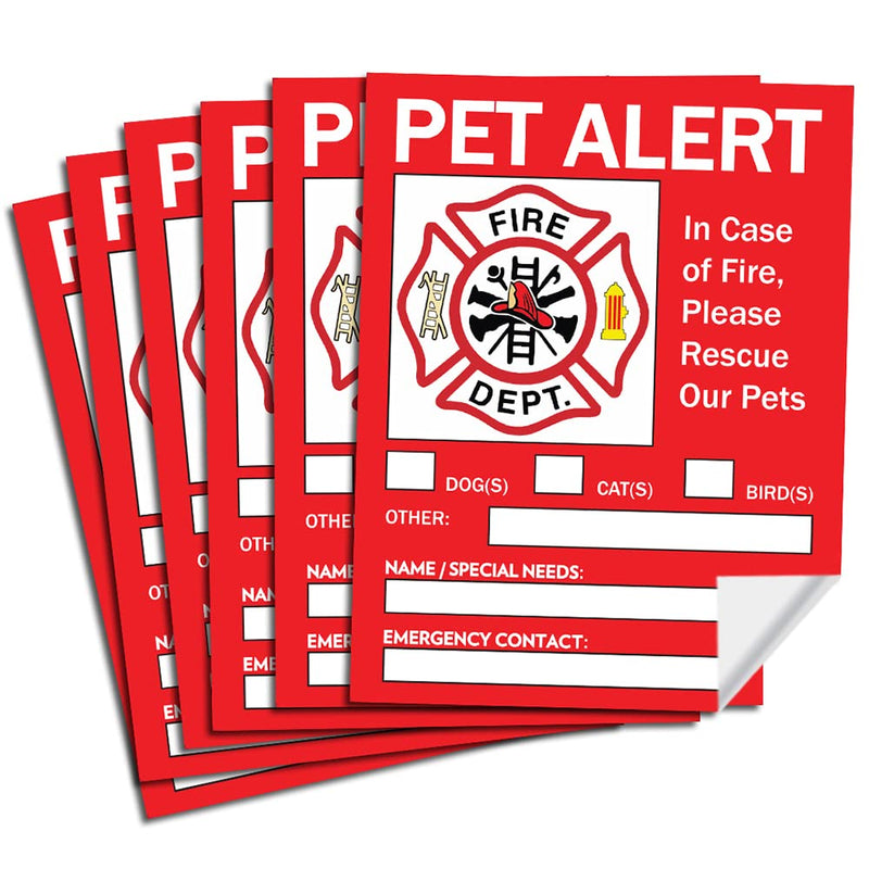 Pet Alert Safety Fire Rescue Sticker - Save Our Pets Emergency Pet Inside Decal - in Case of Emergency Danger Pet in House Home Window Door Sign Pet Alert Stickers (6 Pack) - BeesActive Australia