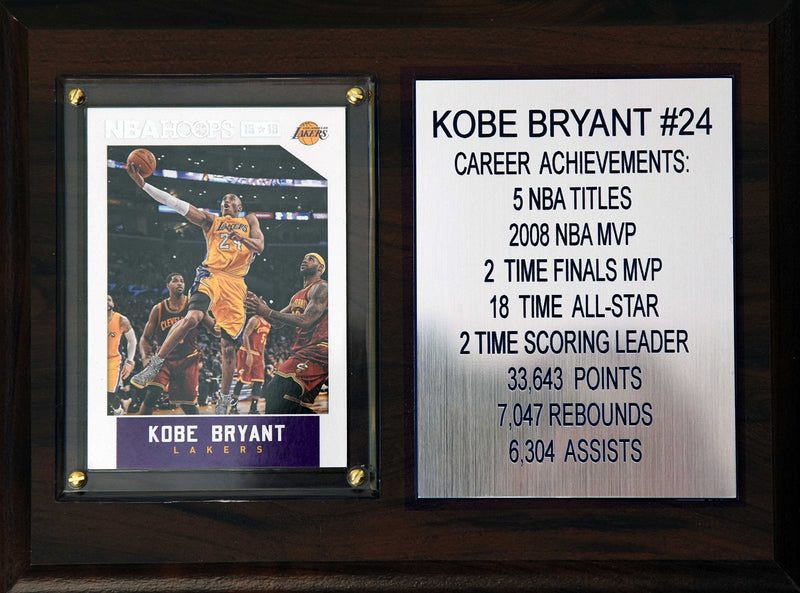 NBA Los Angeles Lakers Kobe Bryant Career Stat Plaque, 6" x 8", Brown - BeesActive Australia