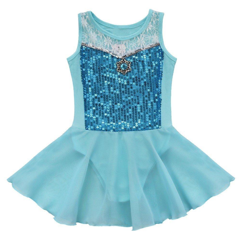 [AUSTRALIA] - iiniim Kids Girls Princess Leotard Ballet Dance Tutu Dress Cosplay Party Fancy Costume Blue 5 / 6 