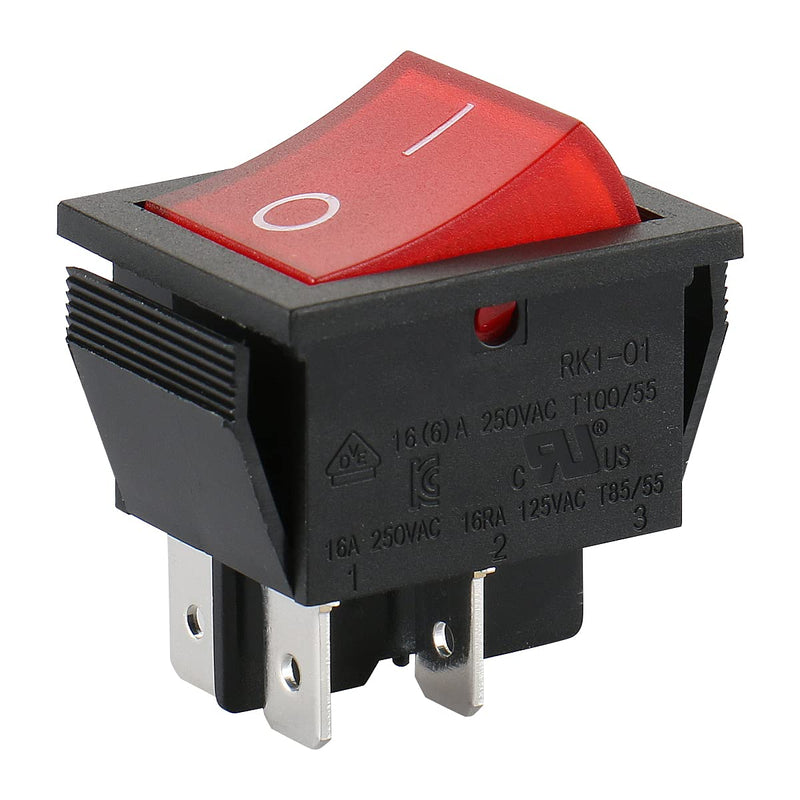 Baomain Red Light DPST ON/Off Snap in Boat Rocker Switch 4 Pin 16A/250V UL TUV List 1 Pack - BeesActive Australia