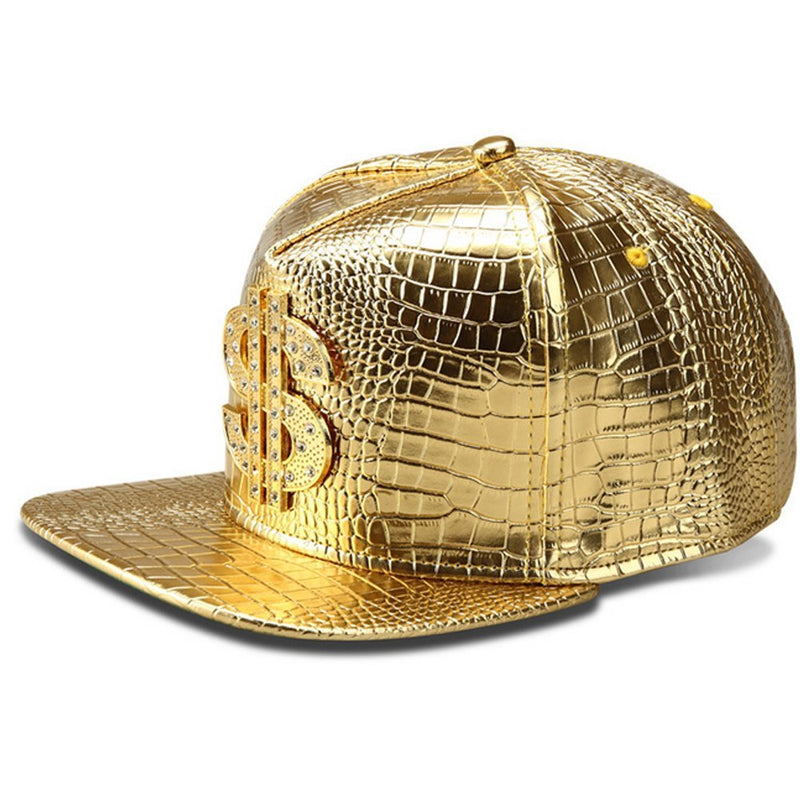 FuZhiBang NYU14 The New Crocodile Baseball caps Alloy Dollar Flat-Brimmed hat Hip-hop hat Gold - BeesActive Australia
