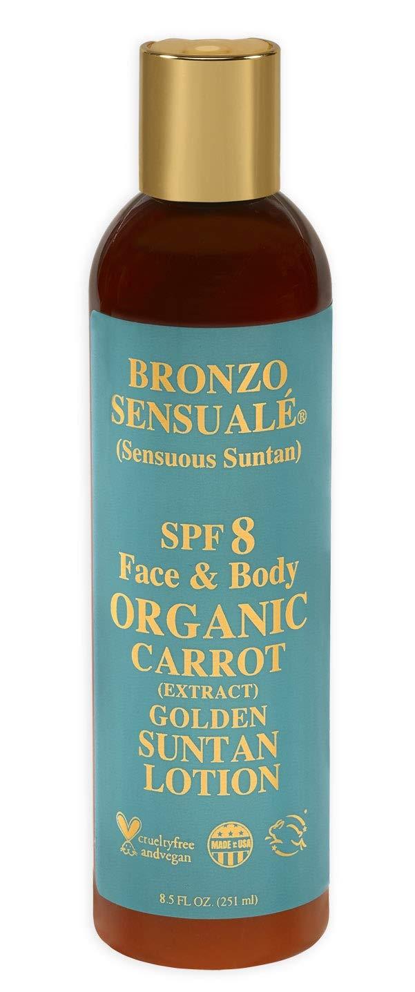 Bronzo Sensuale SPF 8 Sunscreen Deep Golden Tanning Organic Carrot Lotion 8.5 Ounce - BeesActive Australia