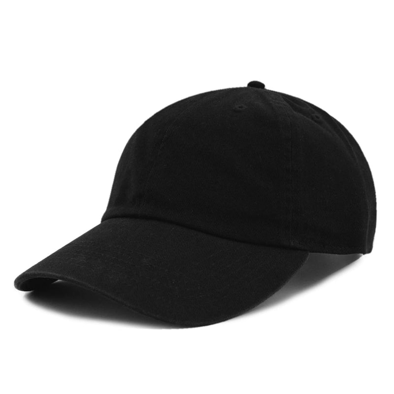 The Hat Depot Dad Hat Unisex Blank Washed Low Profile Cotton and Denim Plain Baseball Cap Hat Solid Black - BeesActive Australia