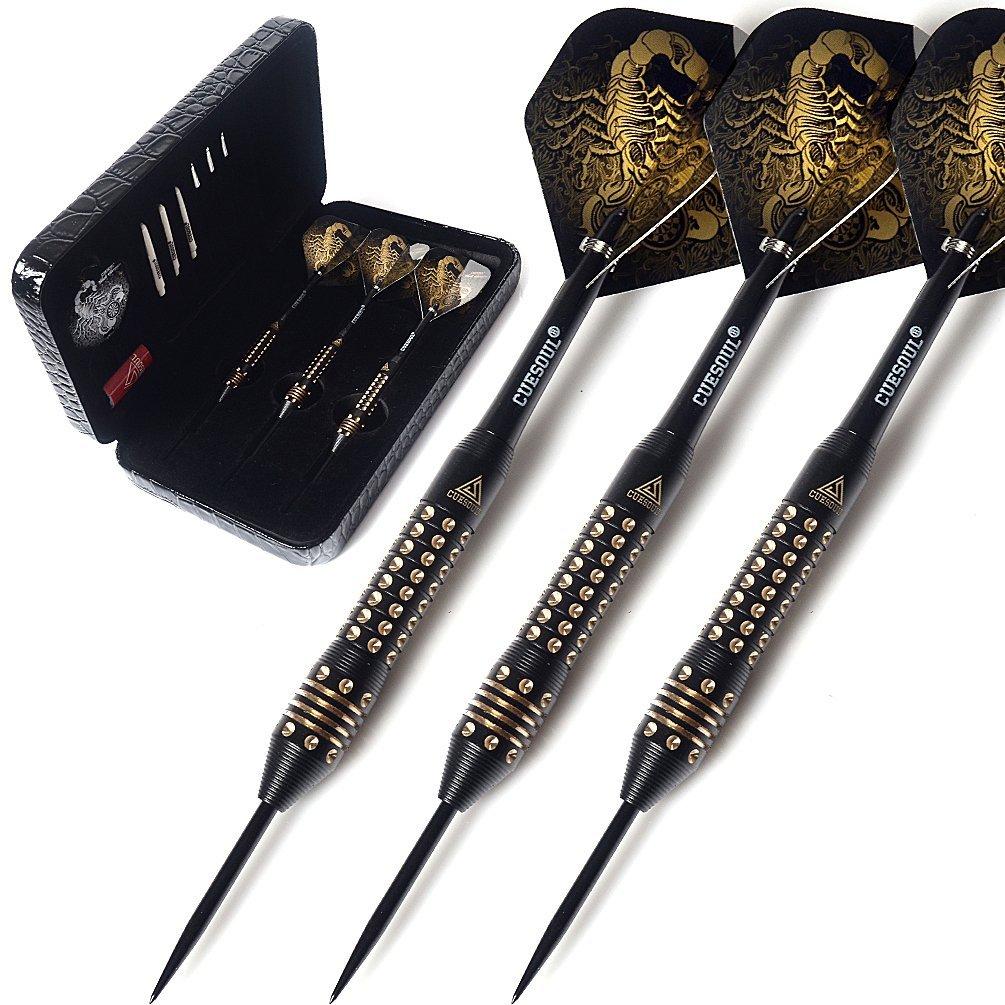 [AUSTRALIA] - CUESOUL Steel Tip Darts Set 20/22/24 Grams with Deluxe PU Darts case-Black Scorpion Series F2001-20g 