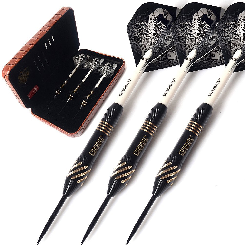 CUESOUL Steel Tip Darts Set 20/22/24 Grams with Deluxe PU Darts case-Black Scorpion Series F2004-20g - BeesActive Australia